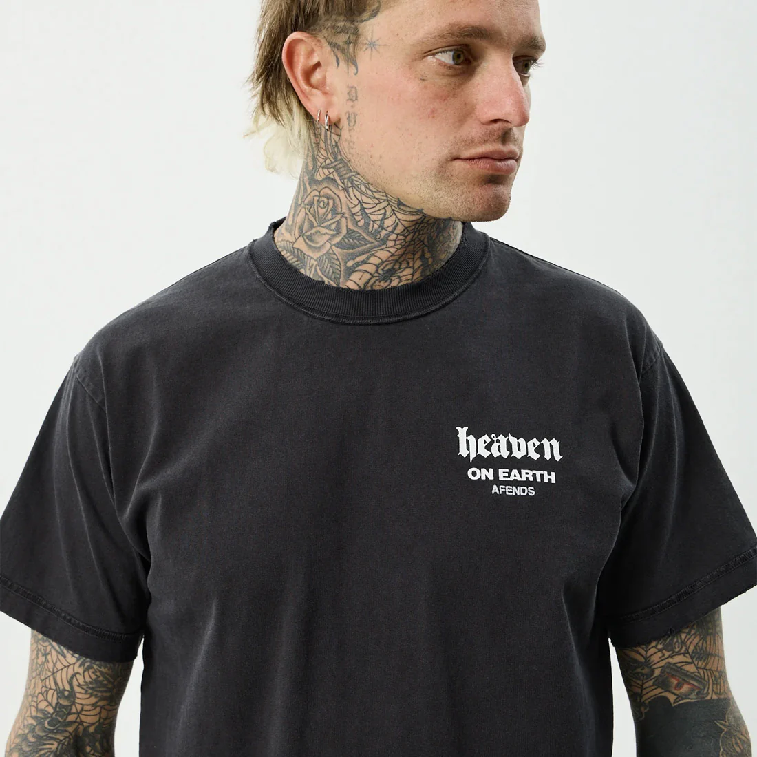 AFENDS Heaven Heavyweight Boxy Tee - Stone Black - Image 5