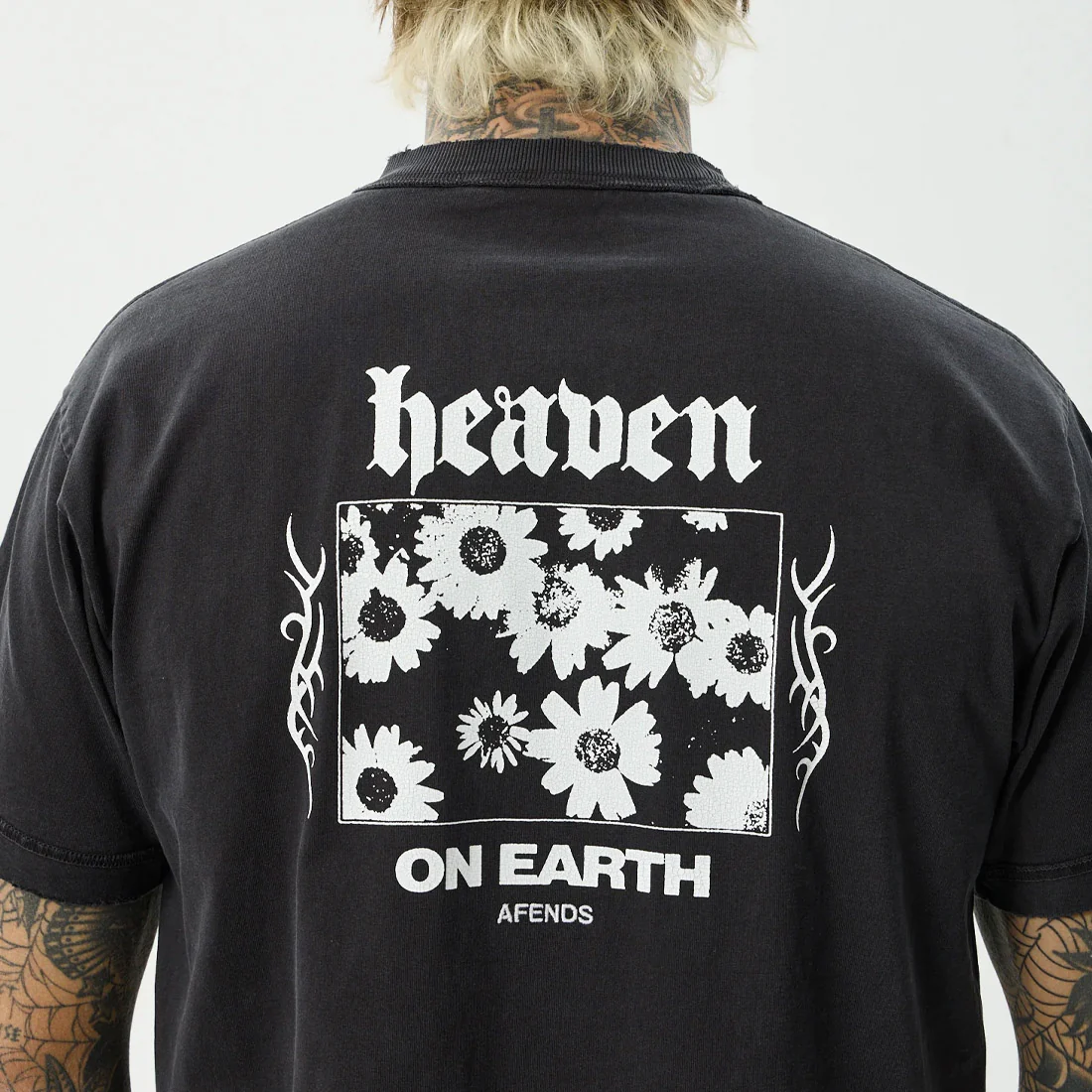 AFENDS Heaven Heavyweight Boxy Tee - Stone Black - Image 6