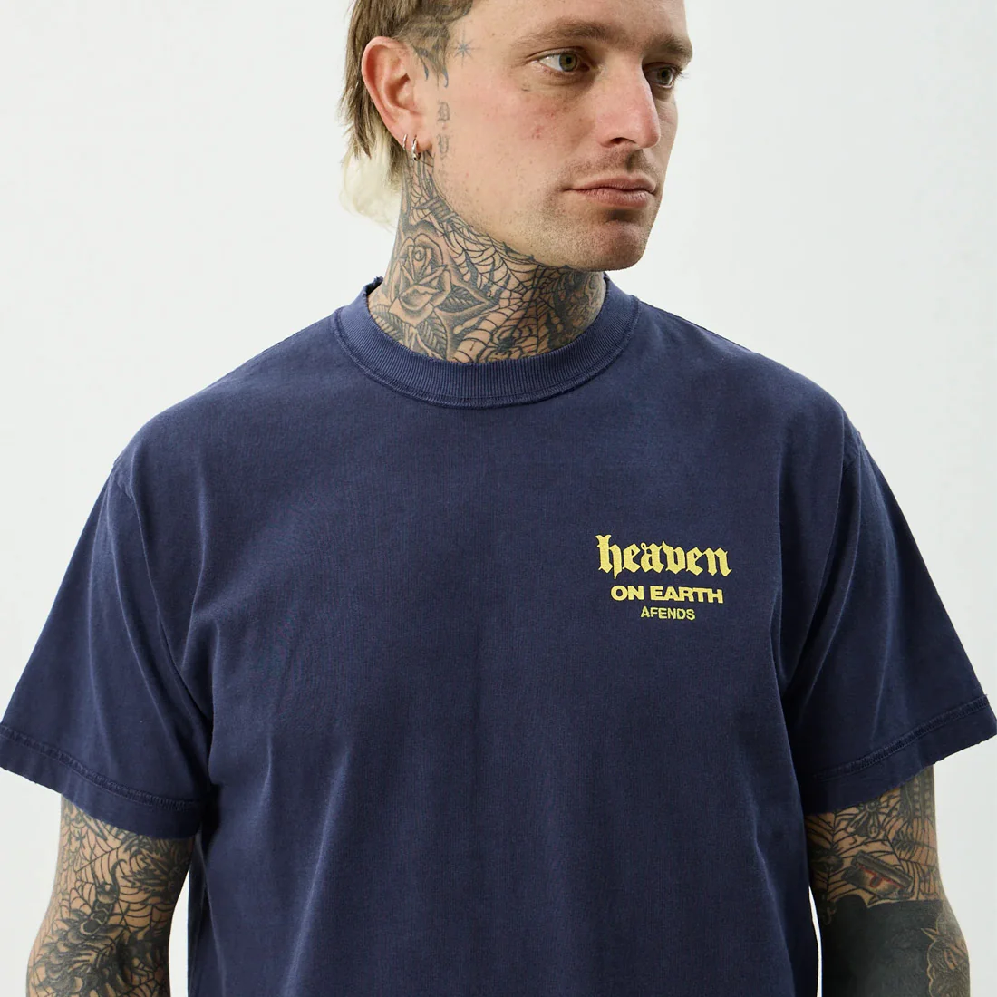 AFENDS Heaven Heavyweight Boxy Tee - Washed Deep Sea - Image 6