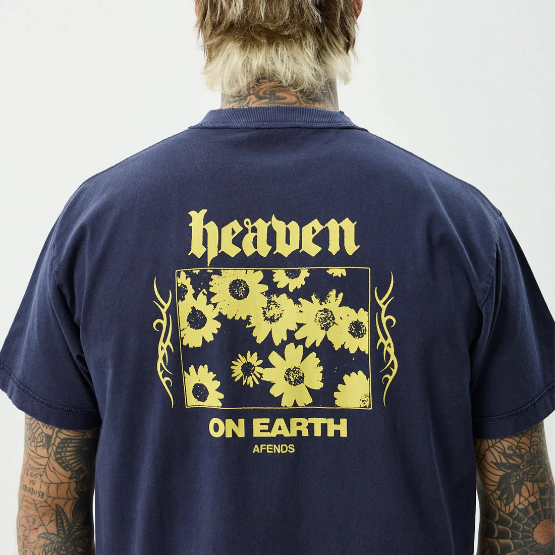 AFENDS Heaven Heavyweight Boxy Tee - Washed Deep Sea - Image 7