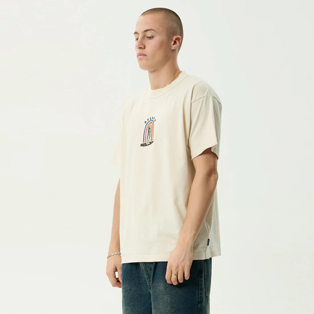 AFENDS Jlord Recycled Boxy Tee - Moonbeam - Image 2