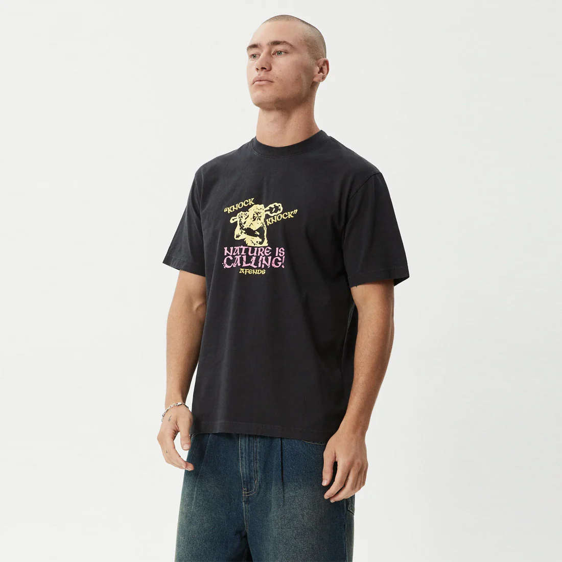 AFENDS Knock Knock Retro Tee - Stone Black - Image 2
