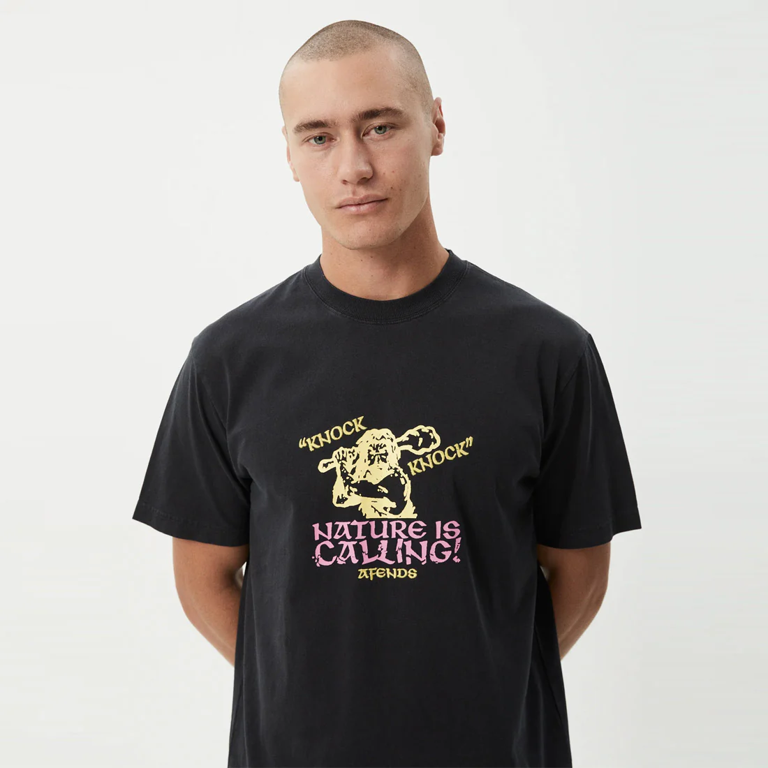 AFENDS Knock Knock Retro Tee - Stone Black - Image 5