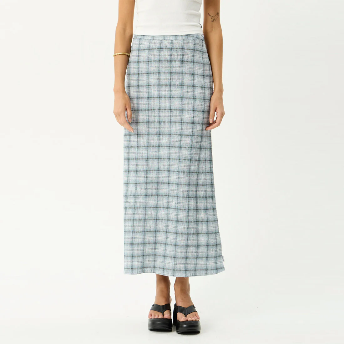 AFENDS Lagoon Seersucker Maxi Skirt - Overcast Check - Image 2