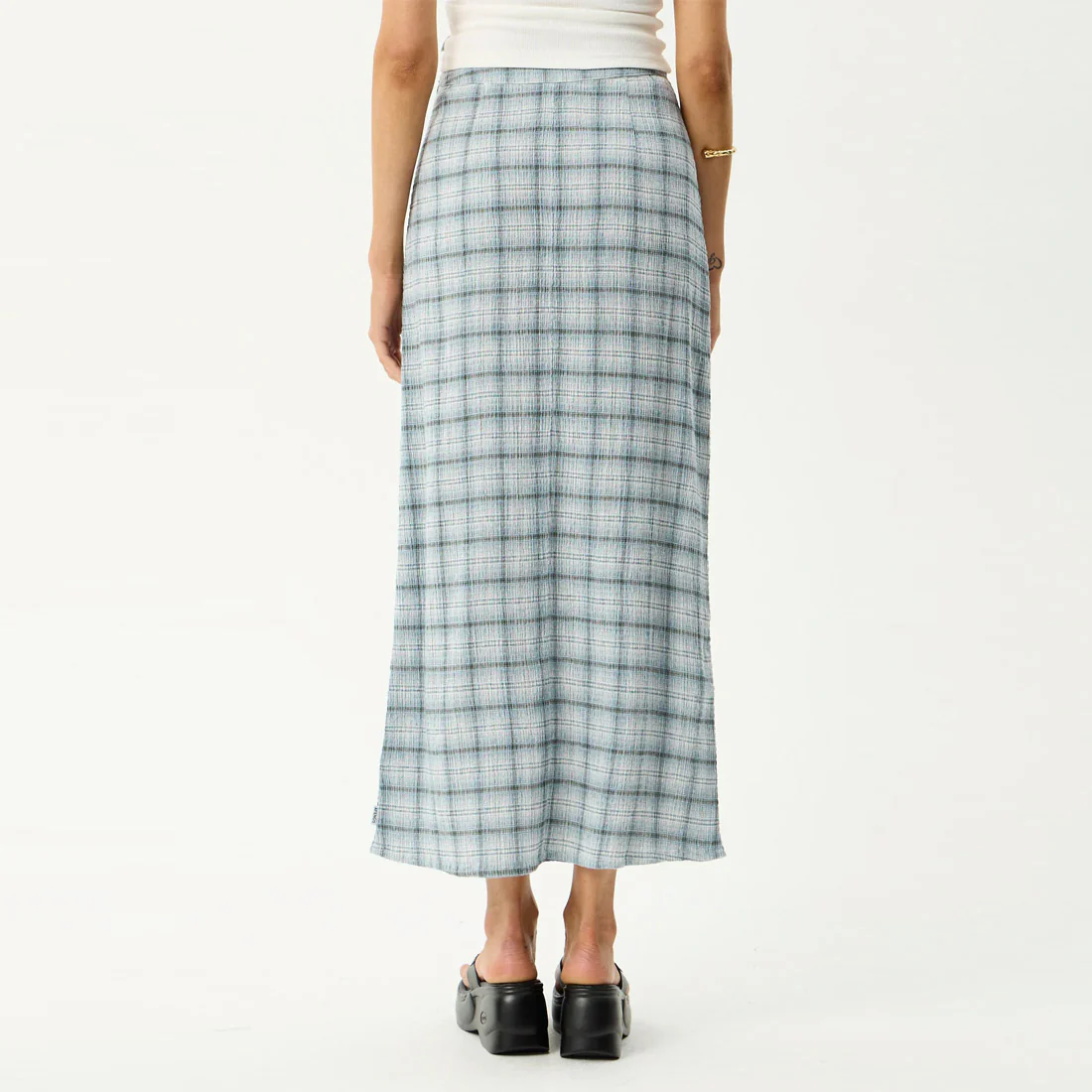 AFENDS Lagoon Seersucker Maxi Skirt - Overcast Check - Image 6