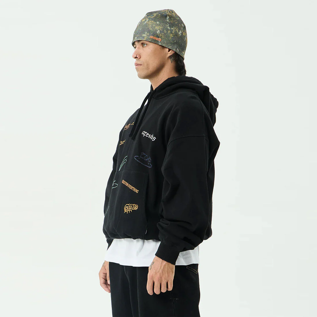 AFENDS Leap Boxy Pull On Hood - Black - Image 2