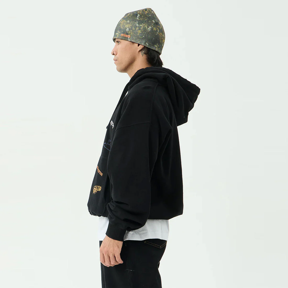 AFENDS Leap Boxy Pull On Hood - Black - Image 3