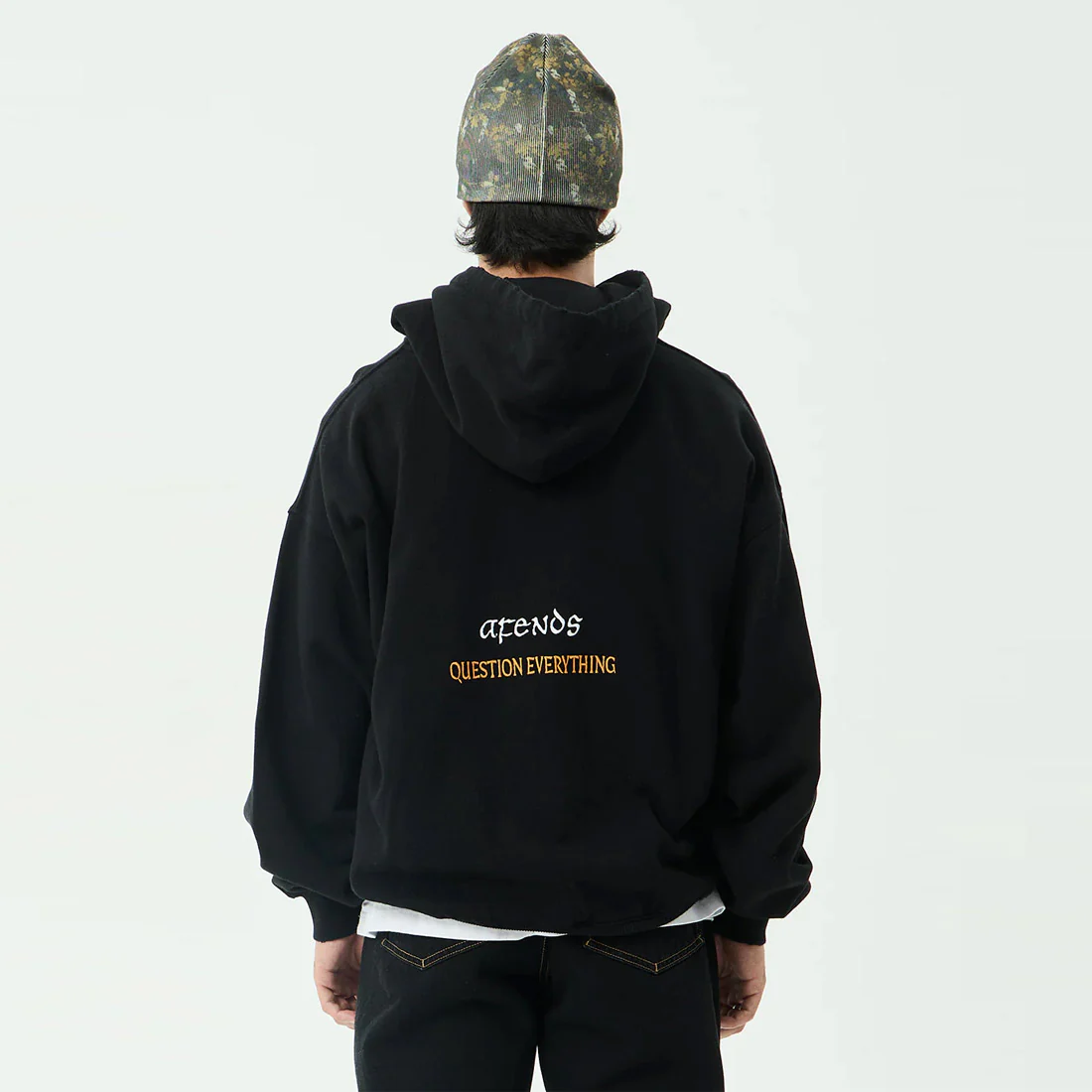 AFENDS Leap Boxy Pull On Hood - Black - Image 4