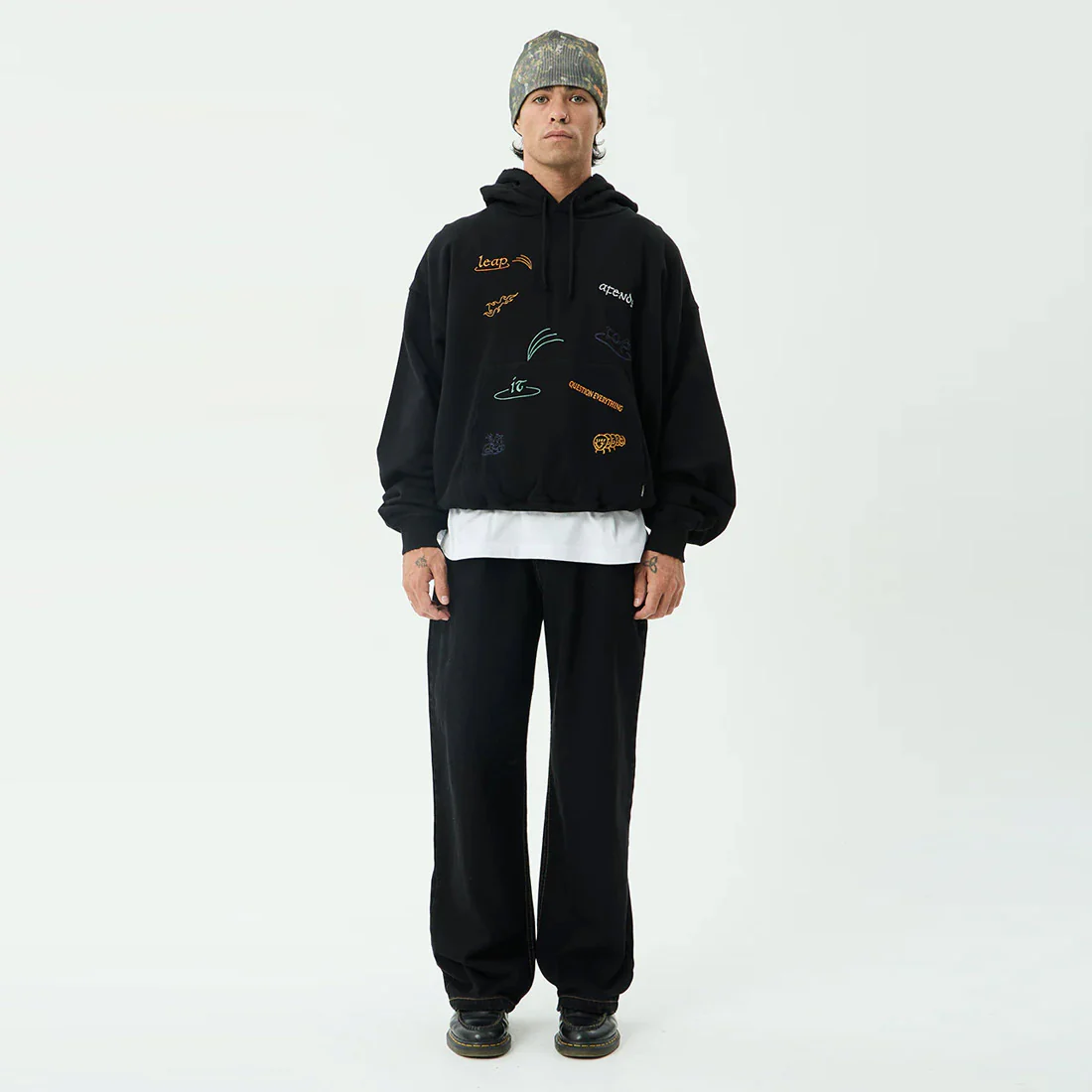 AFENDS Leap Boxy Pull On Hood - Black - Image 5