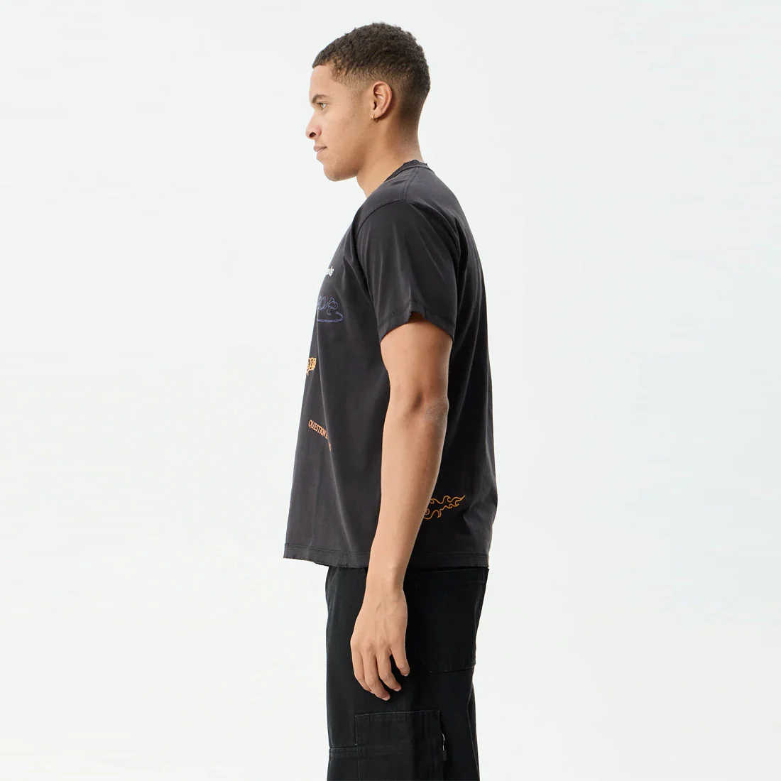 AFENDS Leap Heavyweight Boxy Tee - Stone Black - Image 3