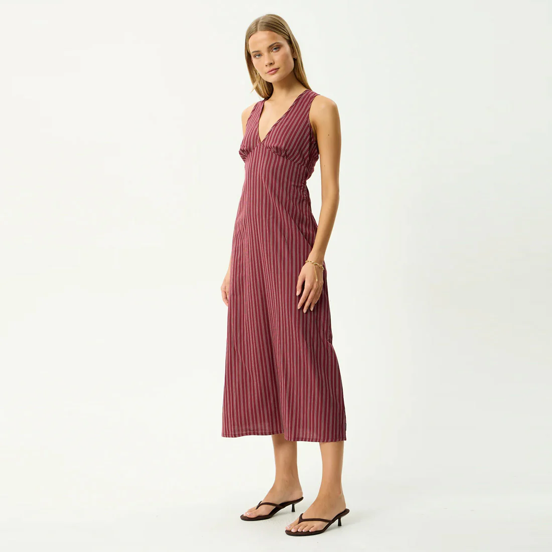 AFENDS Ledger Maxi Dress - Burgundy Stripe - Image 2