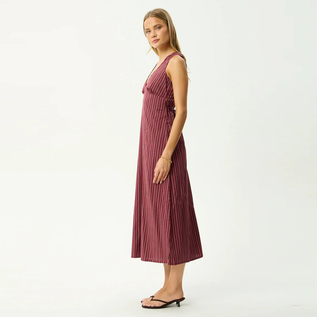 AFENDS Ledger Maxi Dress - Burgundy Stripe - Image 3