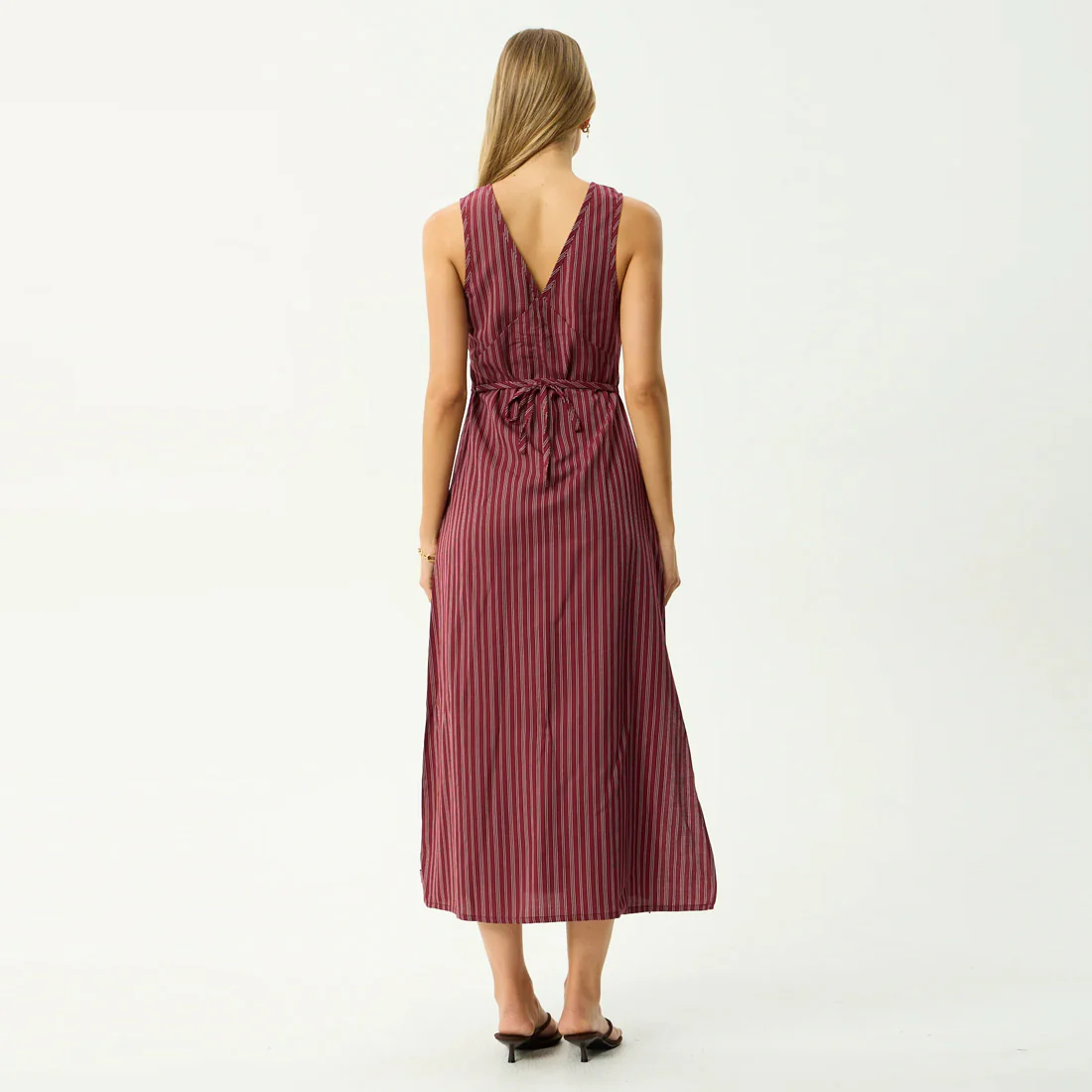 AFENDS Ledger Maxi Dress - Burgundy Stripe - Image 4