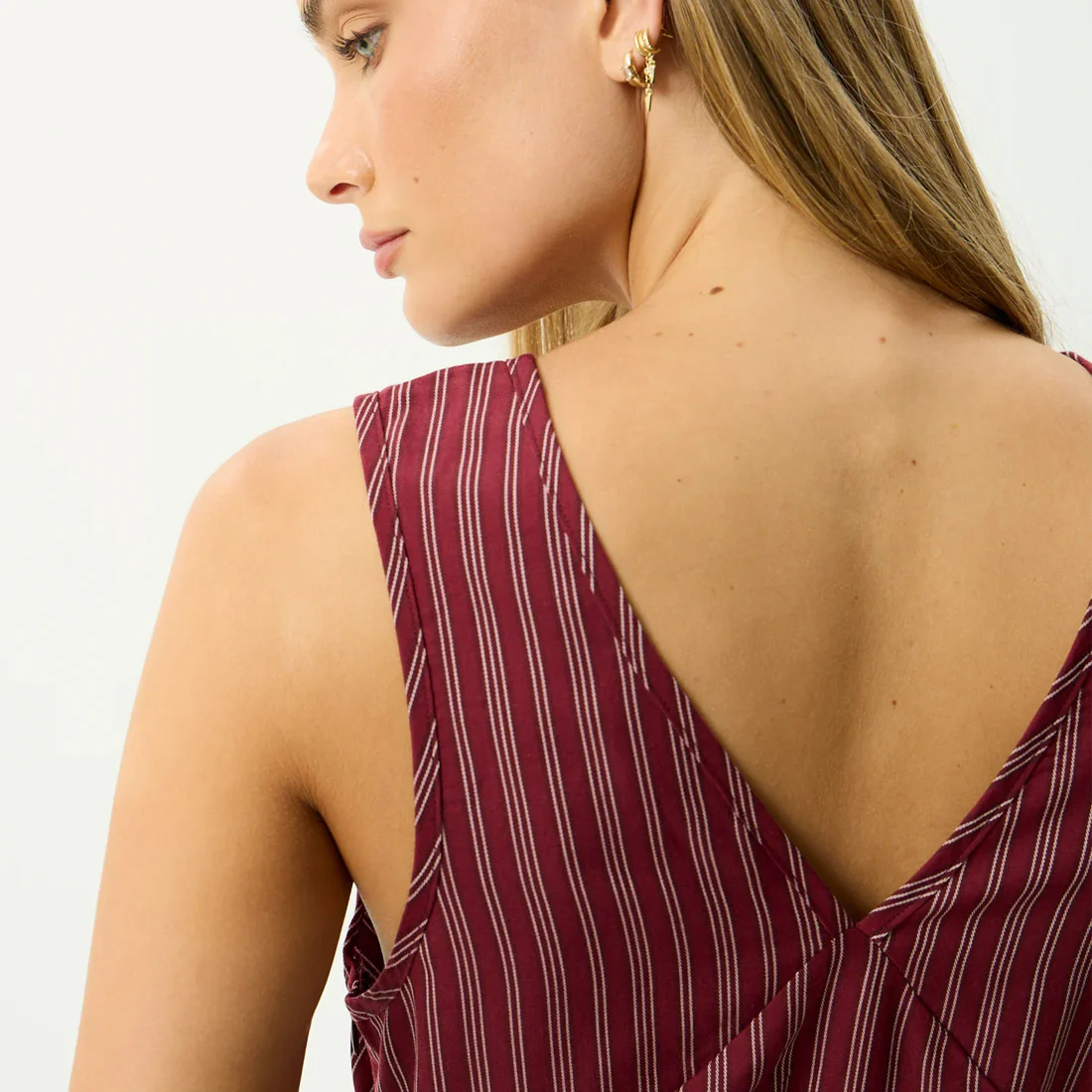 AFENDS Ledger Maxi Dress - Burgundy Stripe - Image 5
