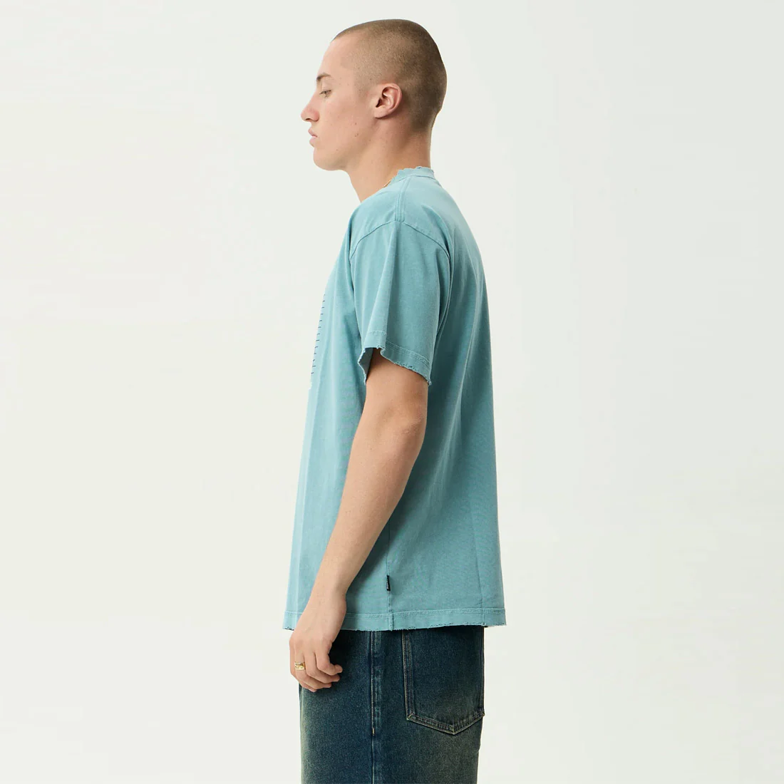 AFENDS Leisure Process Recycled Boxy Tee - Washed Overcast - Image 3