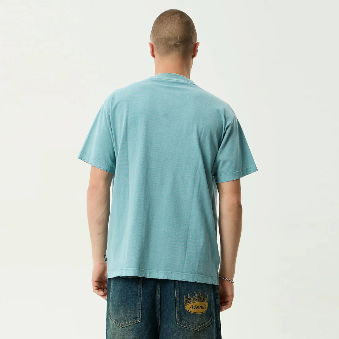 AFENDS Leisure Process Recycled Boxy Tee - Washed Overcast - Image 4