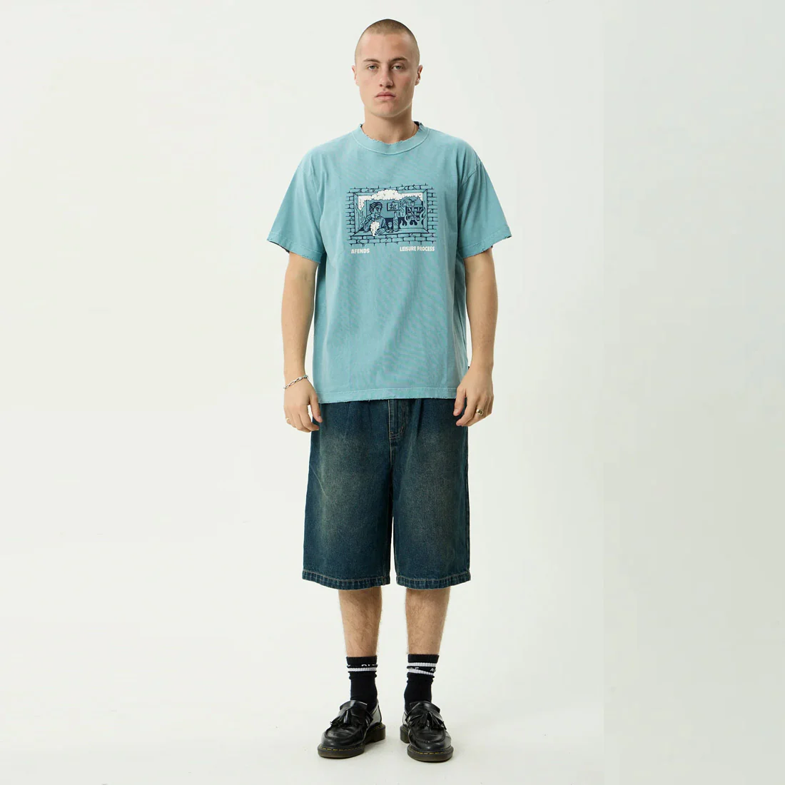 AFENDS Leisure Process Recycled Boxy Tee - Washed Overcast - Image 6
