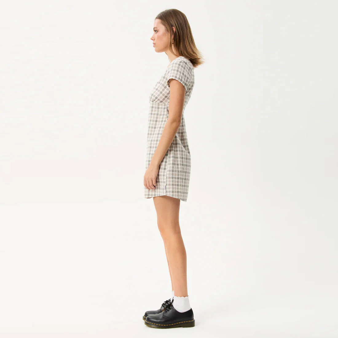AFENDS Leo Seersucker Mini Dress - Coffee/White - Image 4