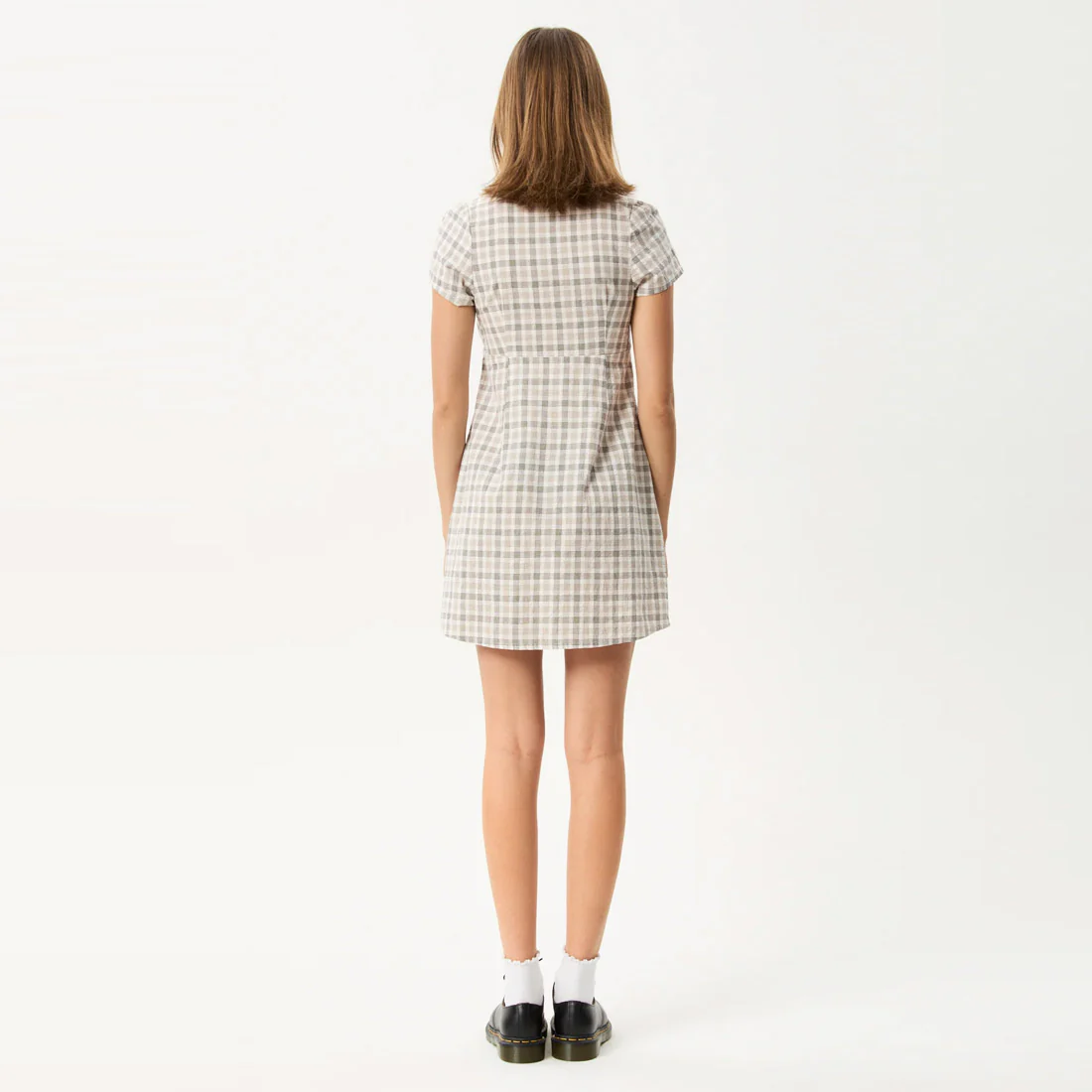 AFENDS Leo Seersucker Mini Dress - Coffee/White - Image 5