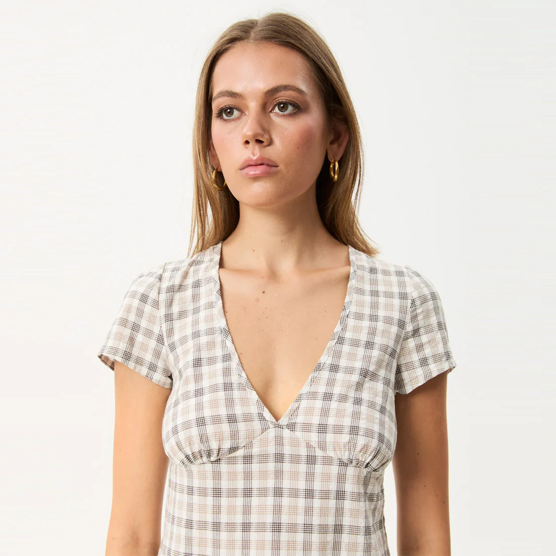 AFENDS Leo Seersucker Mini Dress - Coffee/White - Image 6
