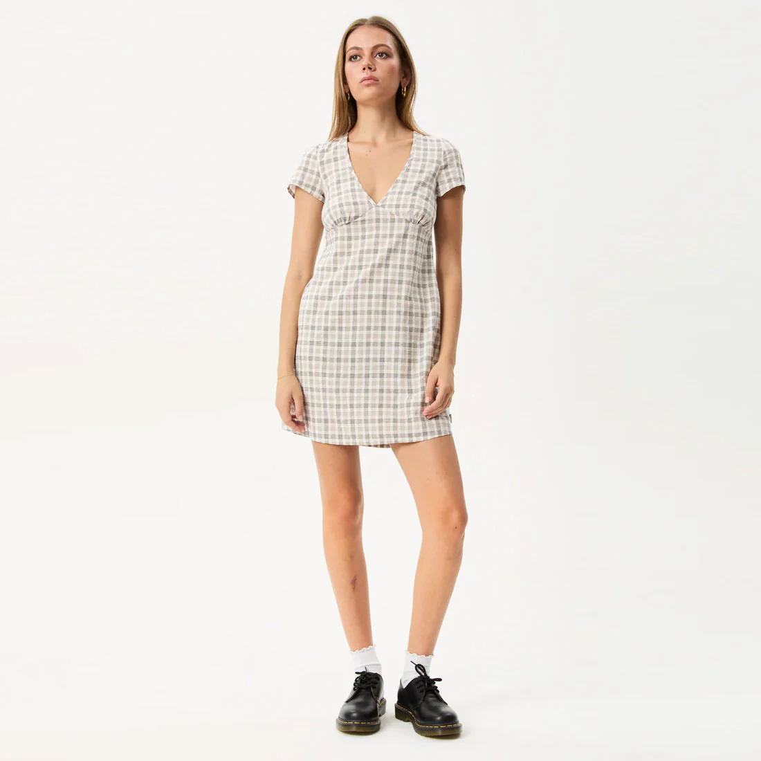 AFENDS Leo Seersucker Mini Dress - Coffee/White - Image 7