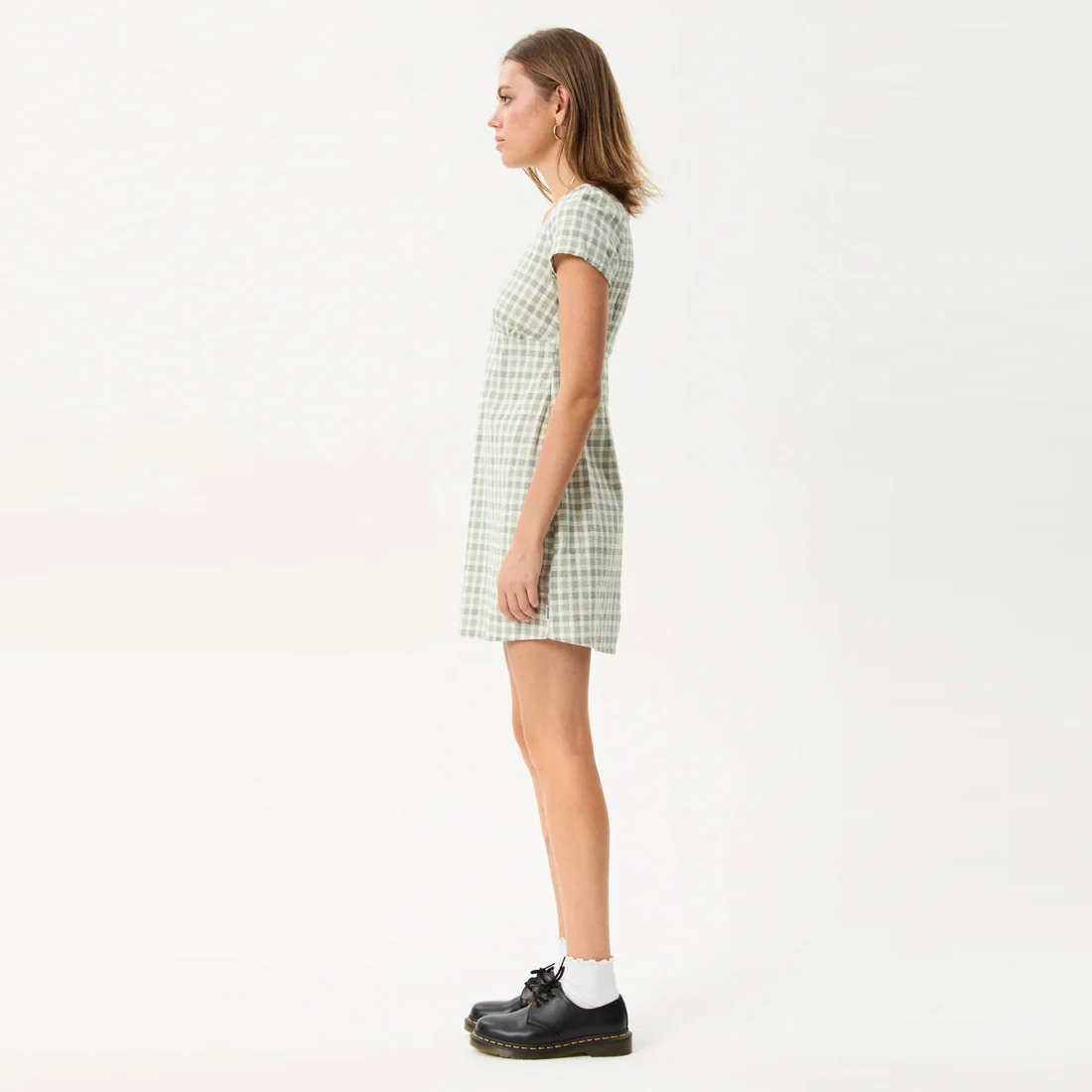 AFENDS Leo Seersucker Mini Dress - Green/White - Image 4