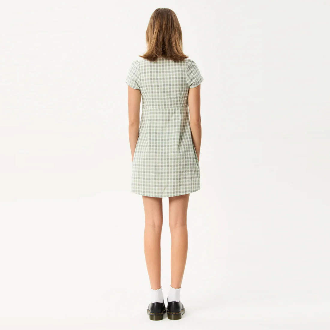 AFENDS Leo Seersucker Mini Dress - Green/White - Image 5