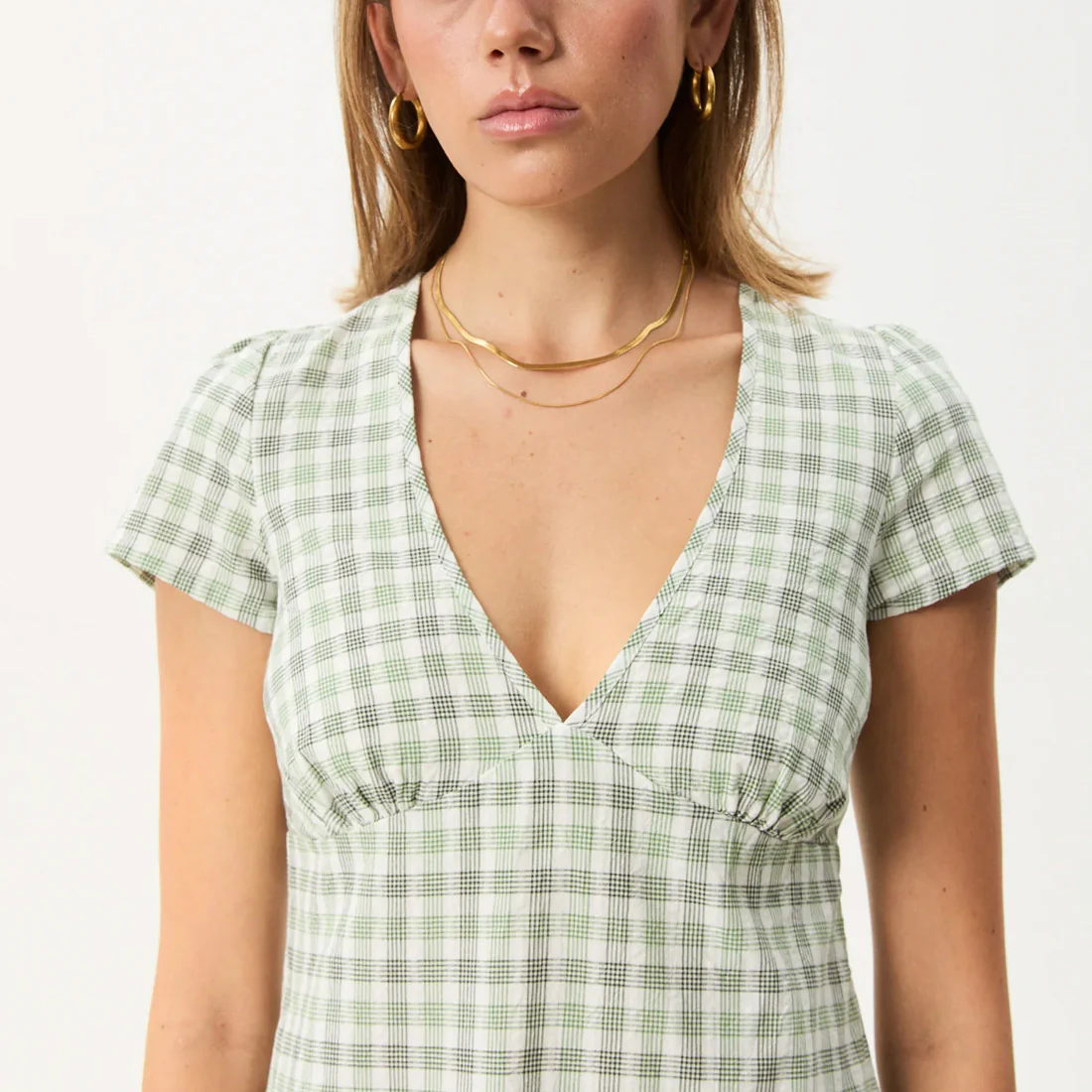 AFENDS Leo Seersucker Mini Dress - Green/White - Image 6