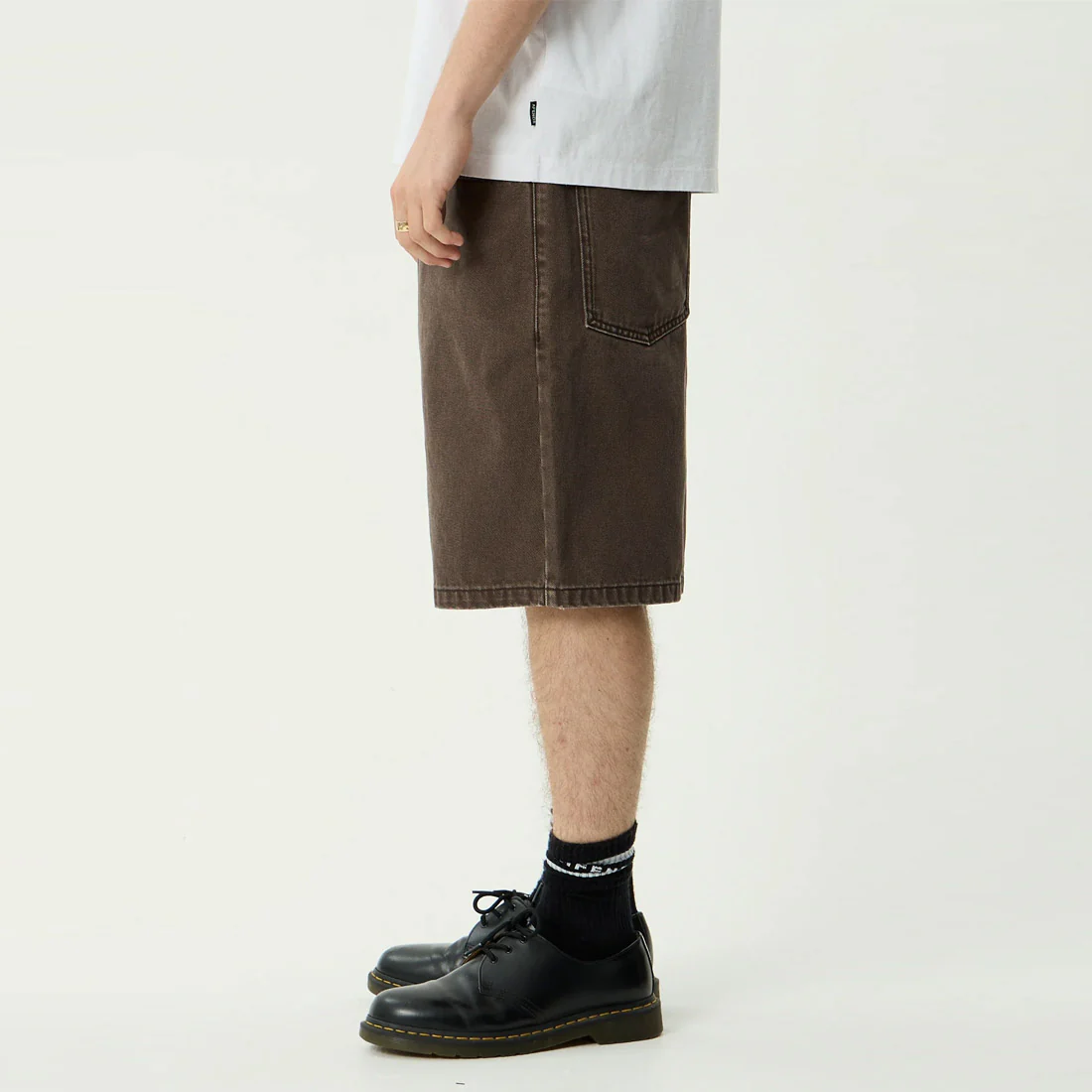 AFENDS Lil C Denim Baggy Fit Short - Washed Coffee - Image 3
