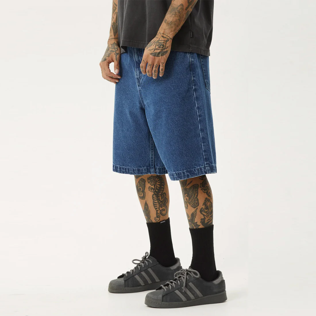 AFENDS Lil C Denim Baggy Short - Authentic Blue - Image 2