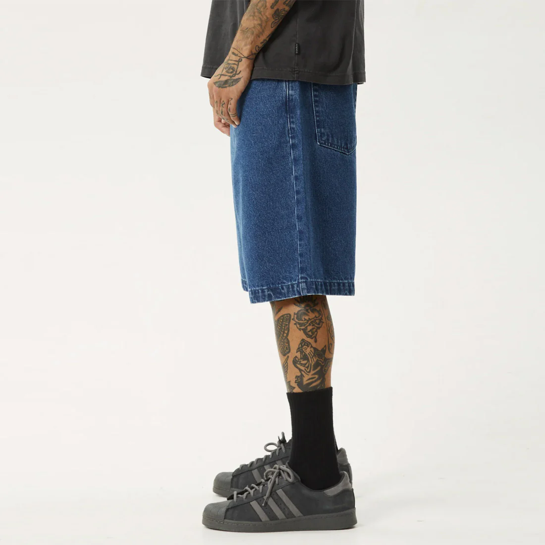 AFENDS Lil C Denim Baggy Short - Authentic Blue - Image 4