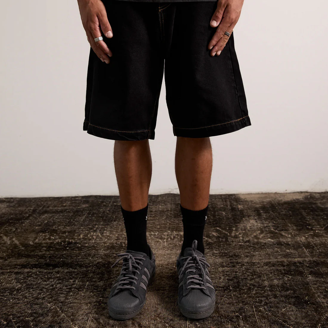 AFENDS Lil C Denim Baggy Short - Washed Black - Image 5