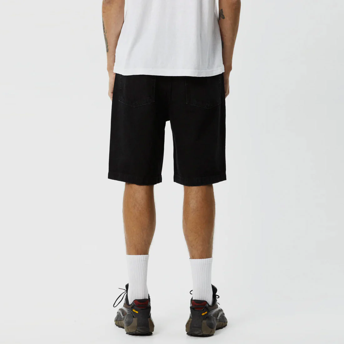 AFENDS Lil C Organic Denim Baggy Fit Short - Washed Black - Image 3