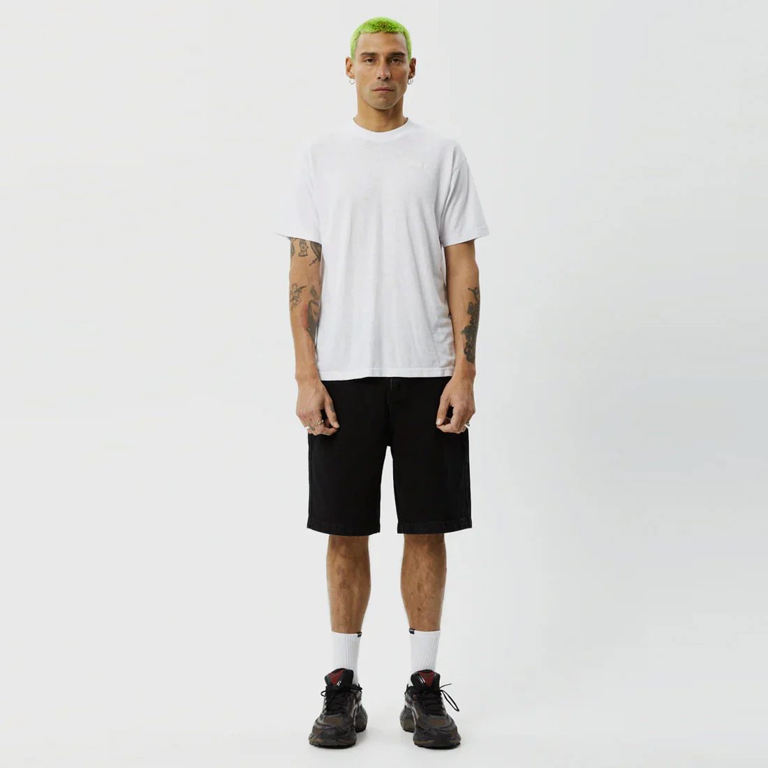 AFENDS Lil C Organic Denim Baggy Fit Short - Washed Black - Image 4