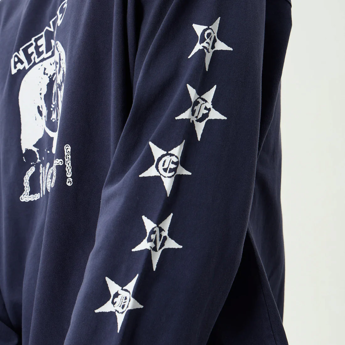 AFENDS Live It Heavyweight Boxy Long Sleeve Tee - Washed Deep Sea - Image 6