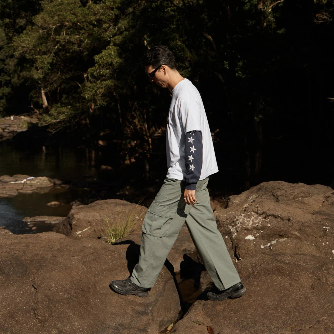 AFENDS Live It Heavyweight Boxy Long Sleeve Tee - Washed Deep Sea - Image 7