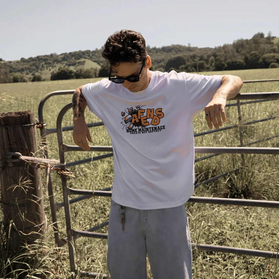 AFENDS Maintenance Boxy Fit Tee - White - Image 2