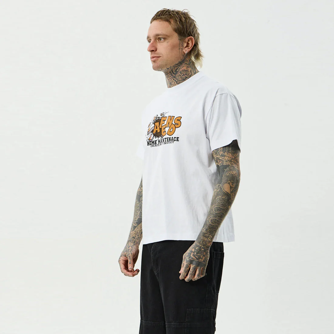 AFENDS Maintenance Boxy Fit Tee - White - Image 3