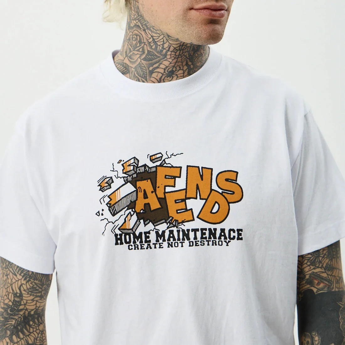 AFENDS Maintenance Boxy Fit Tee - White - Image 7