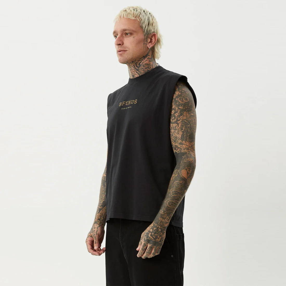 AFENDS Mix Up Sleeveless Tee - Stone Black - Image 2