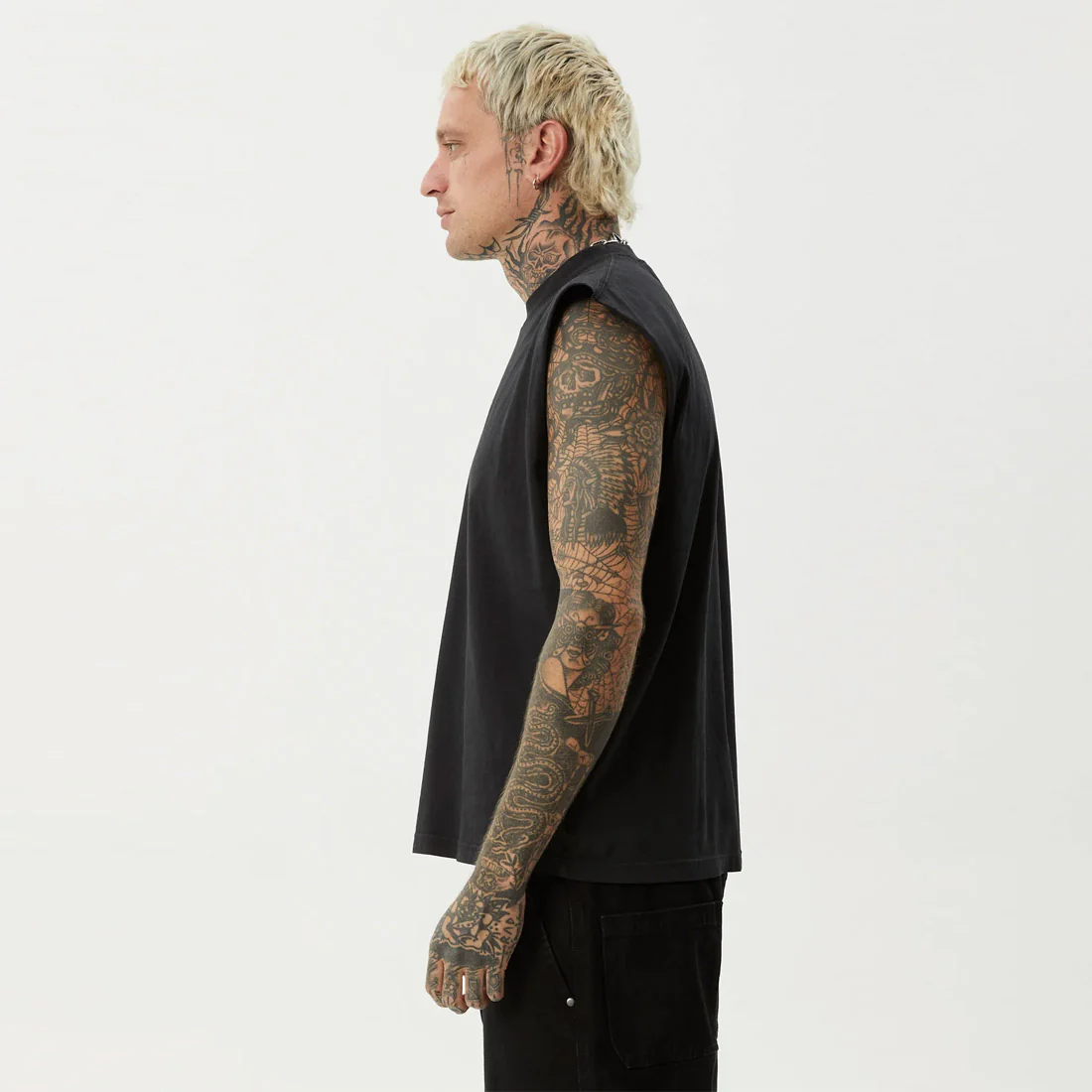AFENDS Mix Up Sleeveless Tee - Stone Black - Image 3