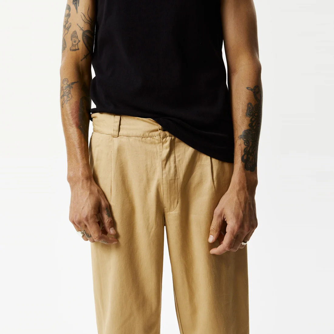AFENDS Mixed Business Hemp Suit Pant - Tan - Image 3