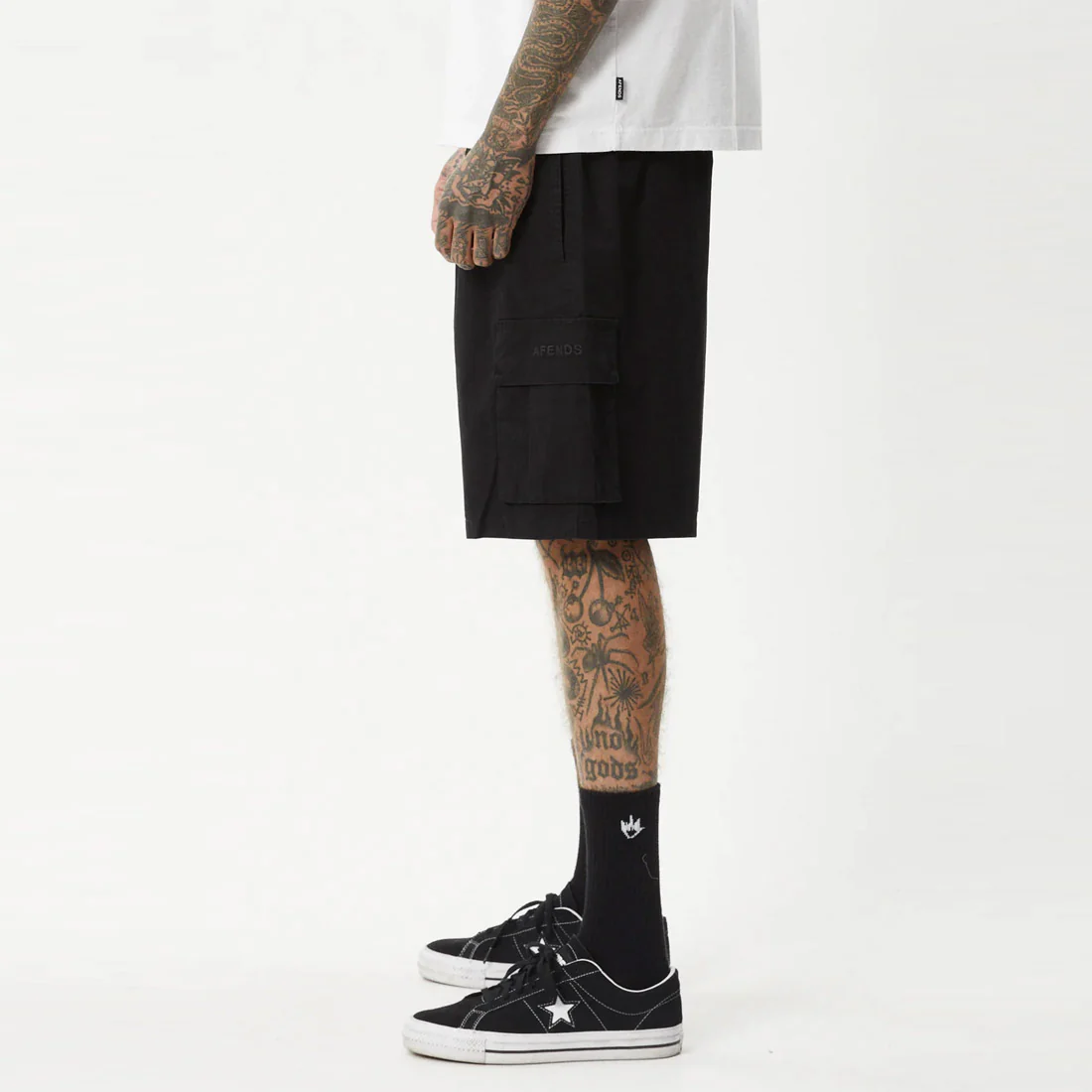 AFENDS Ninety Eights Oversized Cargo Short 20" - Black - Image 3