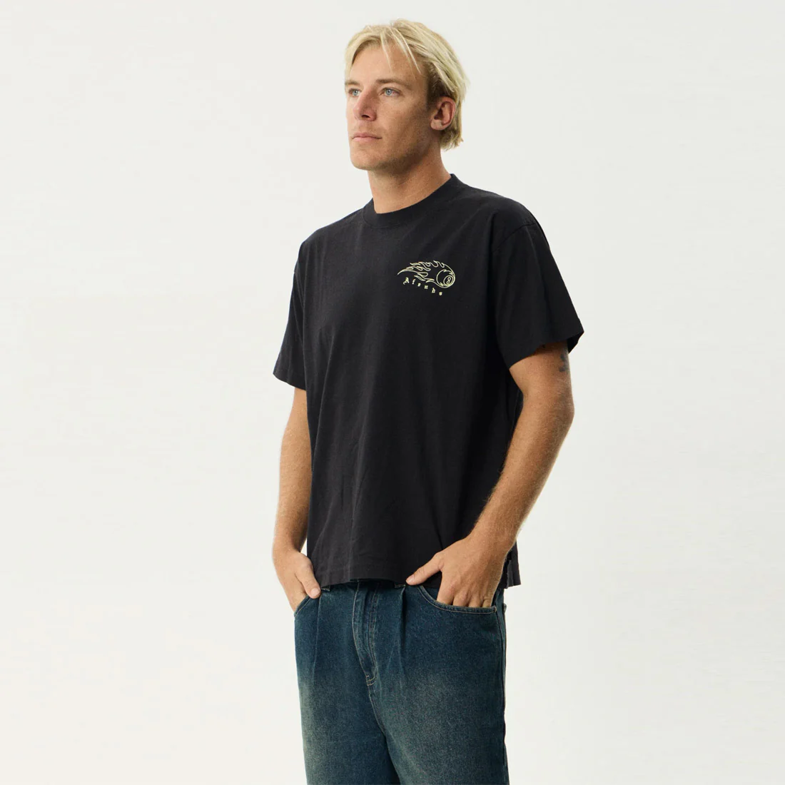 AFENDS Off Balance Heavyweight Boxy Tee - Stone Black - Image 2