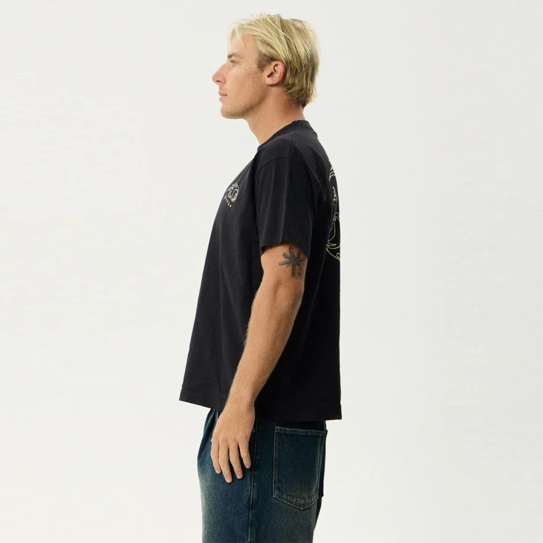 AFENDS Off Balance Heavyweight Boxy Tee - Stone Black - Image 3