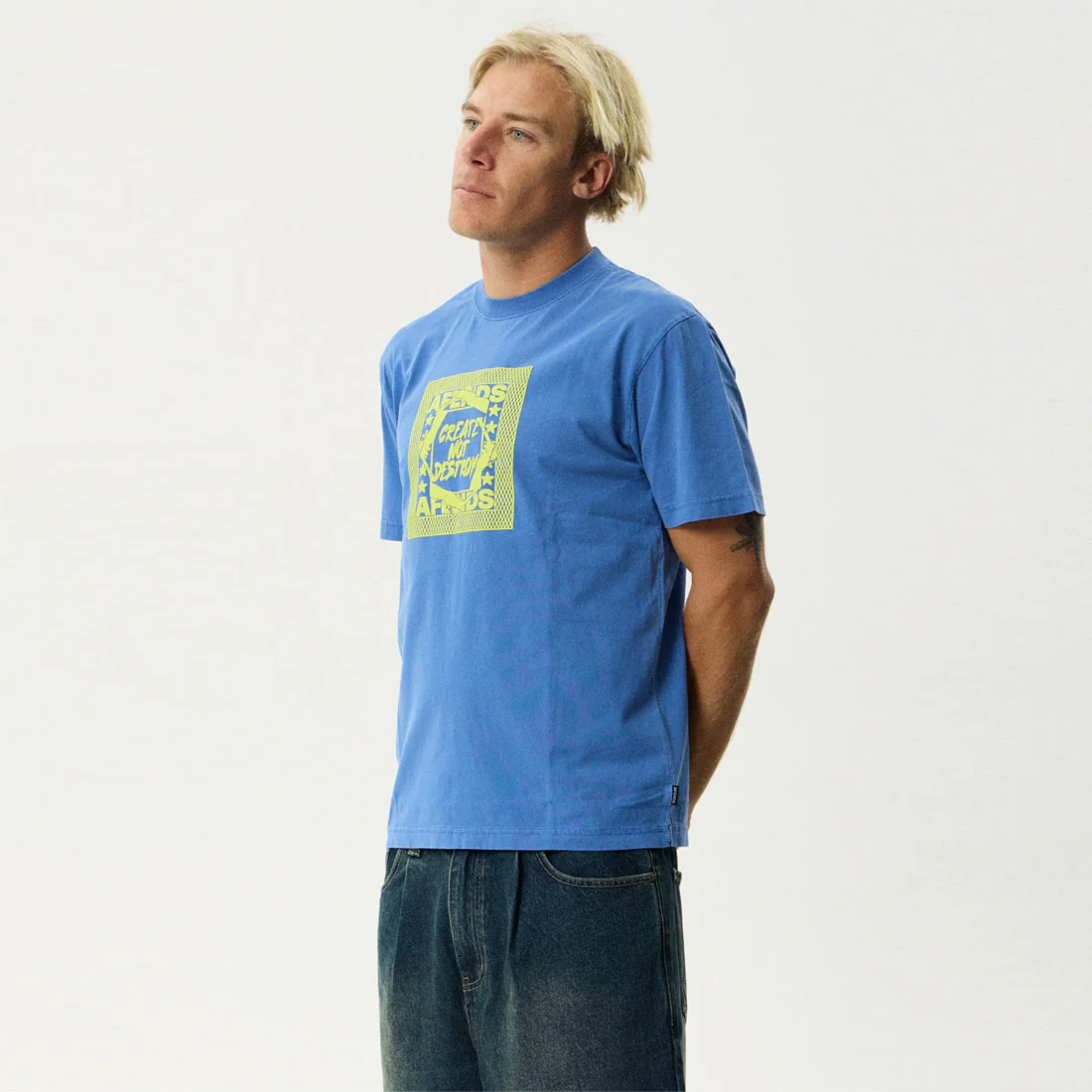AFENDS Painter Retro Tee - Washed Marina - Image 2