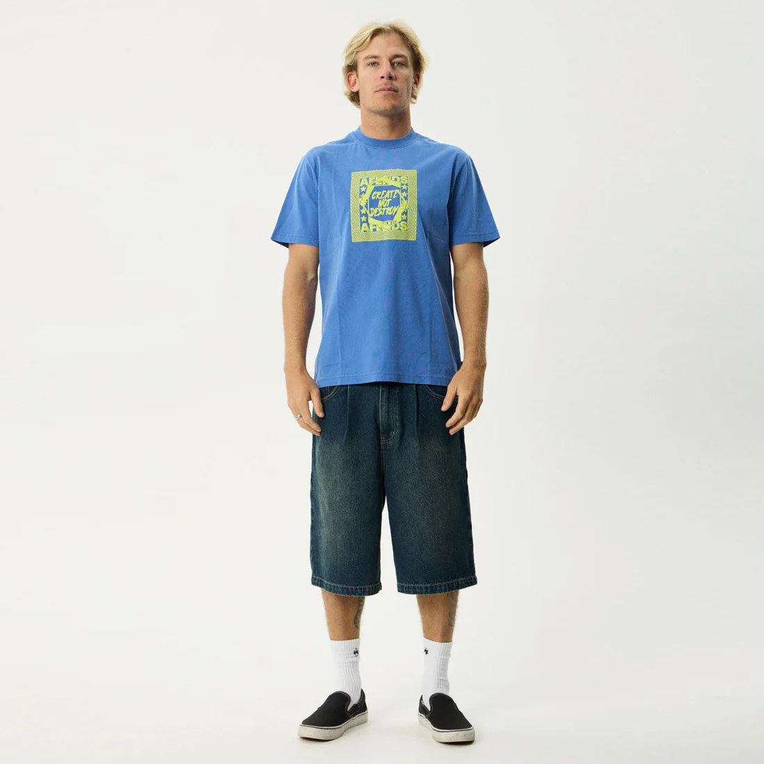 AFENDS Painter Retro Tee - Washed Marina - Image 6