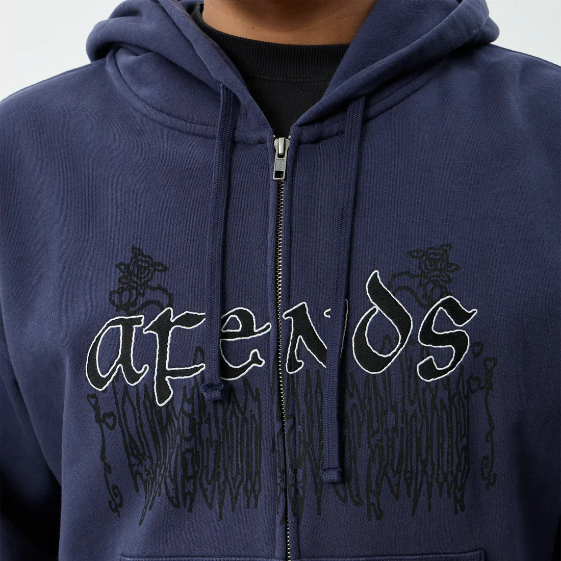 AFENDS Pent-A-Gone Boxy Zip Hood - Washed Deep Sea - Image 6