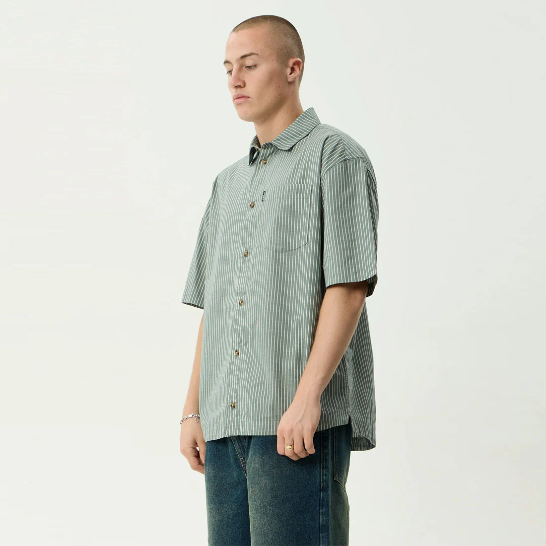 AFENDS Pinned Short Sleeve Shirt - Sycamore Stripe - Image 3