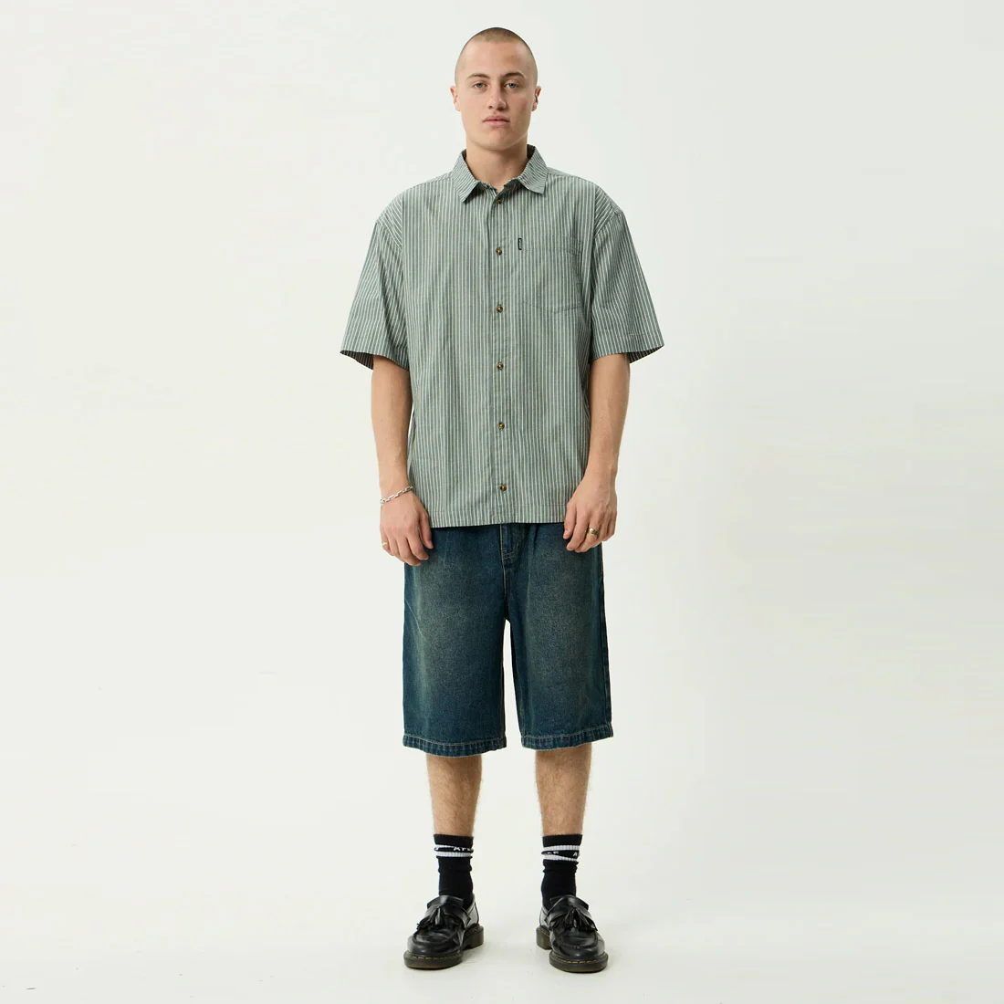 AFENDS Pinned Short Sleeve Shirt - Sycamore Stripe - Image 7